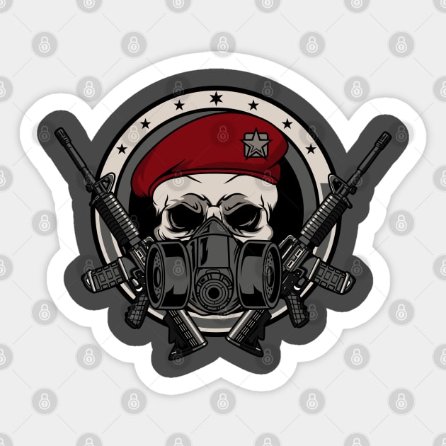 skull military Sticker by beanbeardy